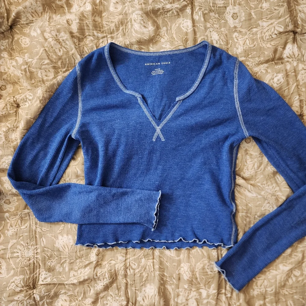 American Eagle Outfitters Blue Long Sleeve Top - Picture 4 of 5